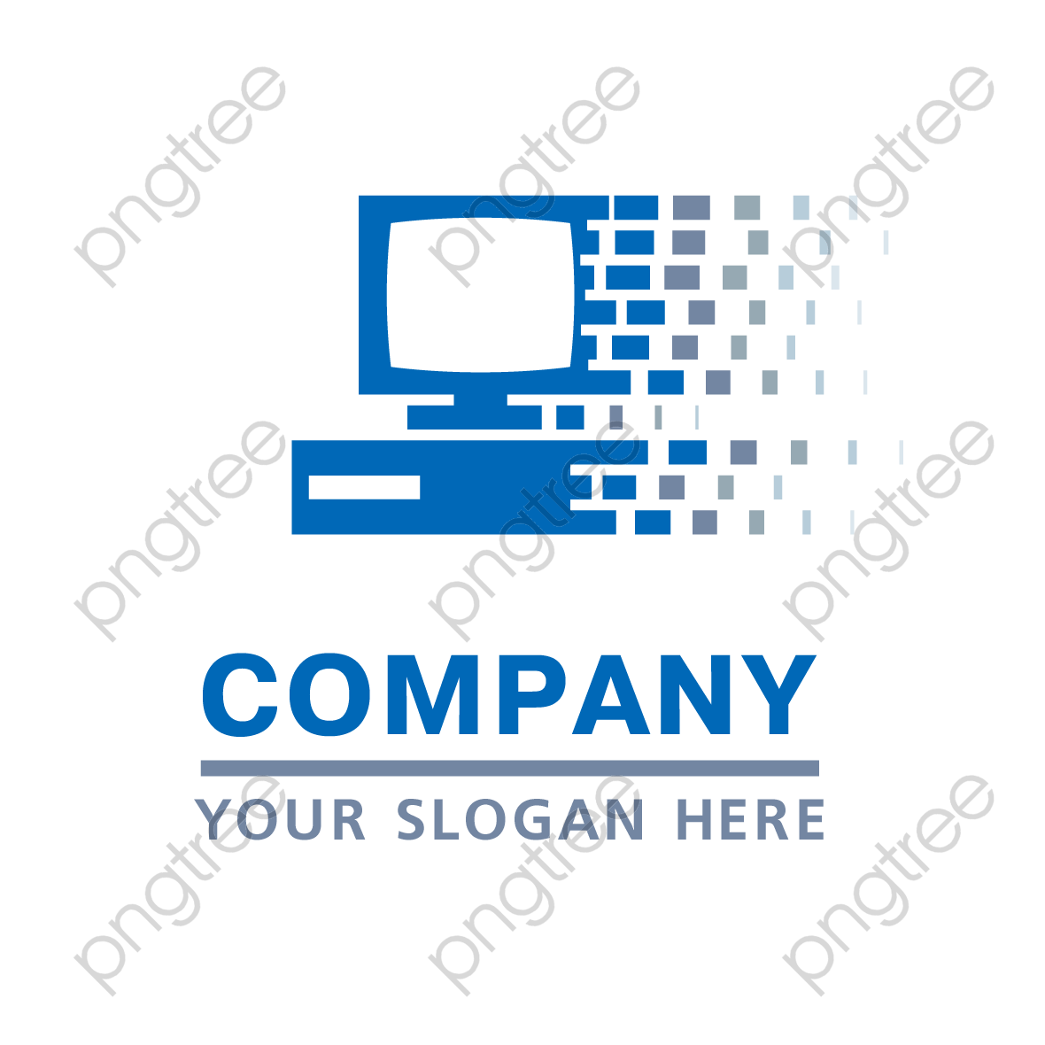 Blue Computer Logo - Transparent blue computer technology logo vector PNG Format Image ...