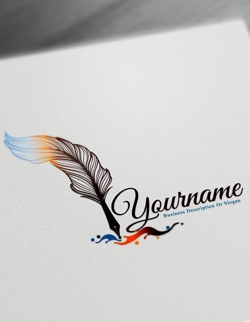 Feather Quill Logo - Fountain Pen Logo Design Maker – Free feather pen Logo Maker Online ...