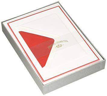 Red Box with White Crown Logo - Original Crown Mill Silver Line A5 Paper Bi-Colour Writing Box Set ...