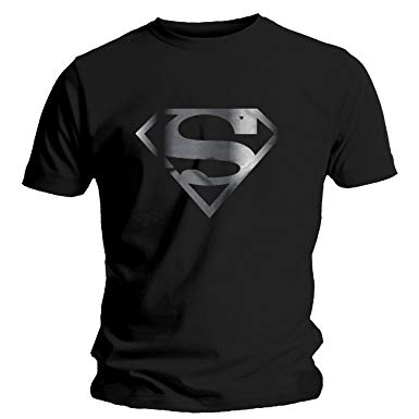 Black Silver Superman Logo - Men's Superman - Silver Foil Logo T-Shirt