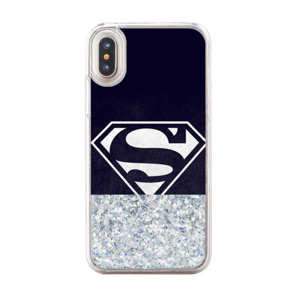 Black Silver Superman Logo - Black Superman Logo iPhone X Silver Glitter Case