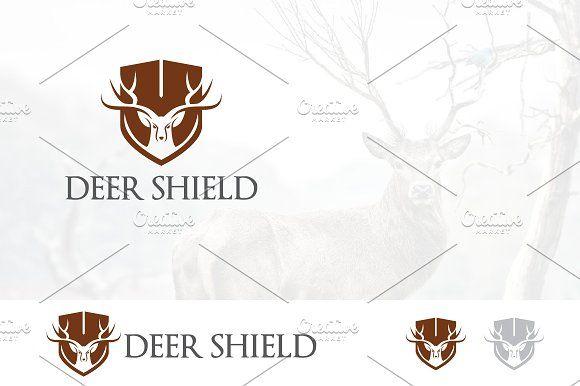 Companies with Shield Logo - Head Roe Deer Logo Guard Shield Logo Templates Creative Market