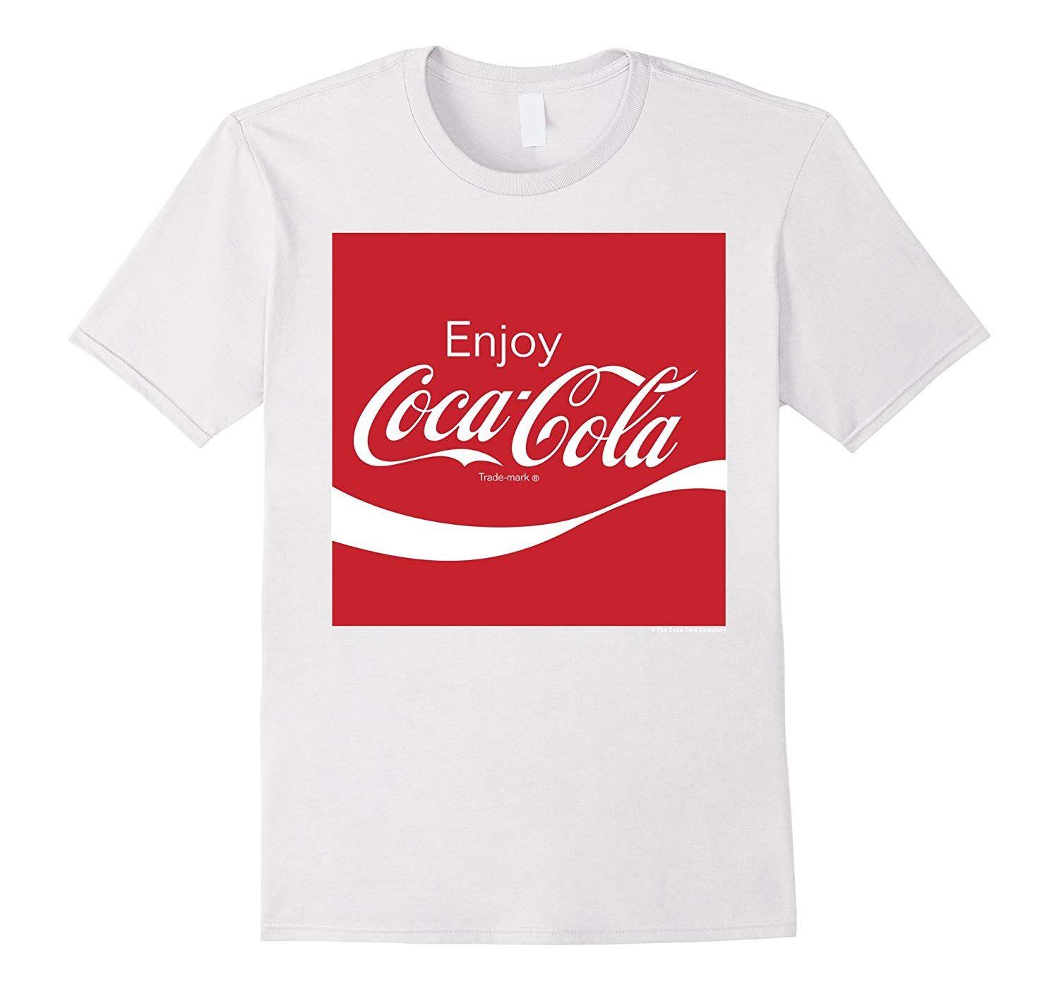 White and Red Square Logo - Coca-Cola Red Square Enjoy Logo Graphic T-Shirt-ANZ - Anztshirt