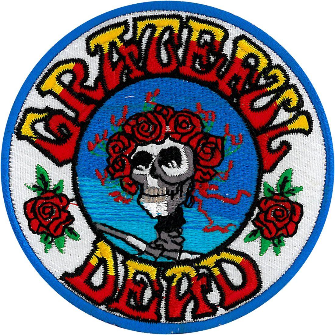 Skull Grateful Dead Logo - Grateful Dead GD Skull And Roses Patch Liquid Blue