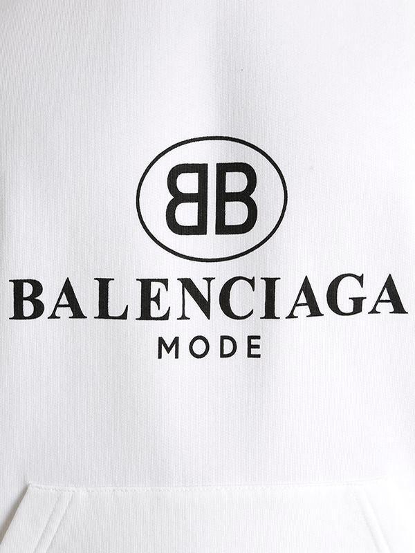 Belenciaga Logo - Balenciaga Logo Hooded Cotton Blend Sweatshirt in White for Men