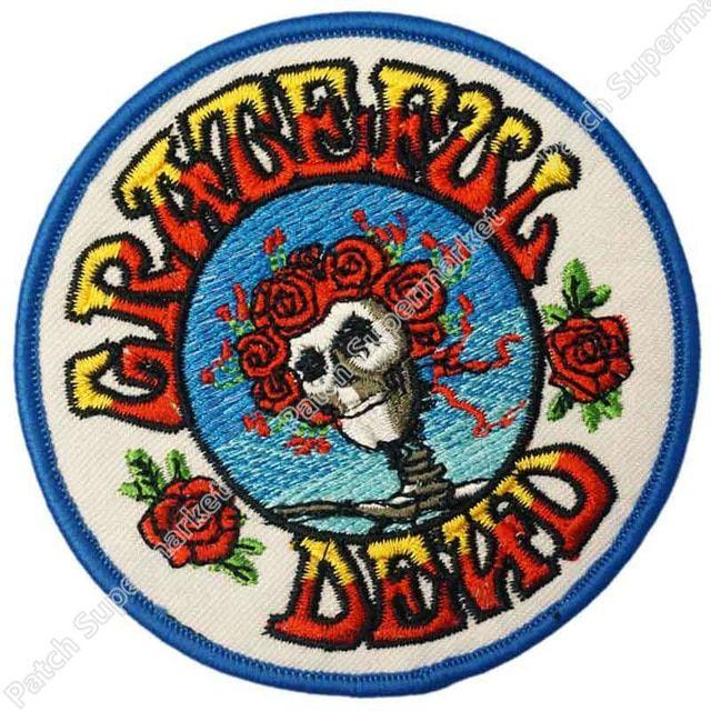 Skull Grateful Dead Logo - Grateful Dead Skull & Roses Music Band Embroidered LOGO Iron On ...