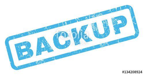 Rectangular Blue and White Logo - Backup text rubber seal stamp watermark. Caption inside rectangular ...