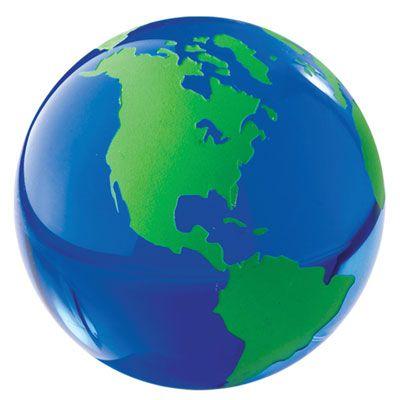 Blue Green Globe Logo - Glass World Globe Paperweight
