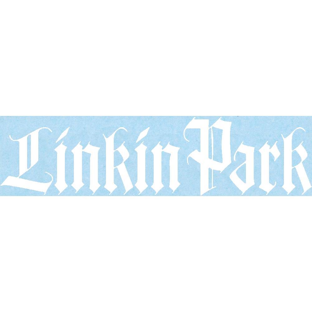 Rectangular Blue and White Logo - Linkin Park Rectangular Script Logo Rub-On Sticker - White – Rock.com