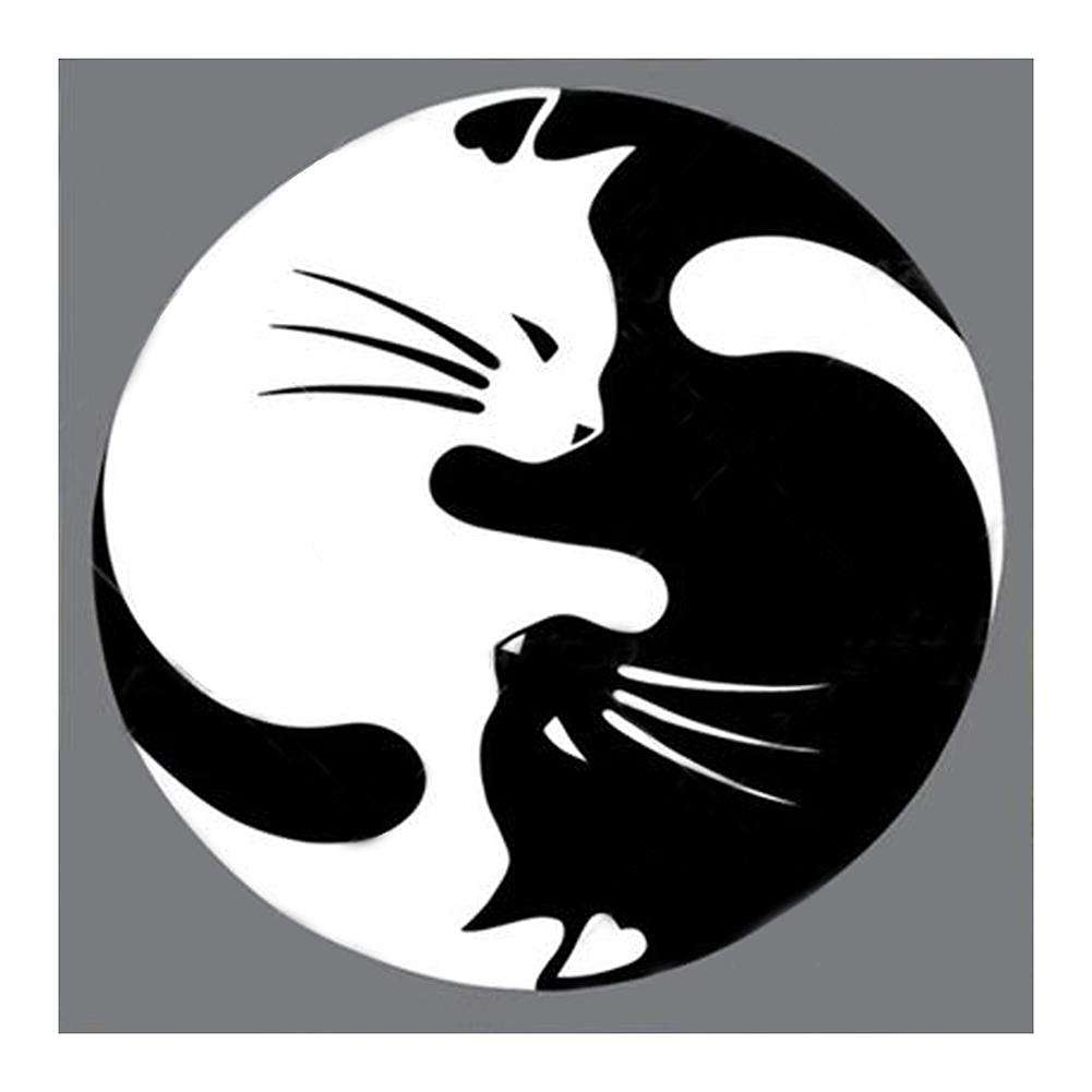 DIY Black and White Circle Logo - Black White Cat 5D Diamond Painting Embroidery DIY Cross Stitch Home ...
