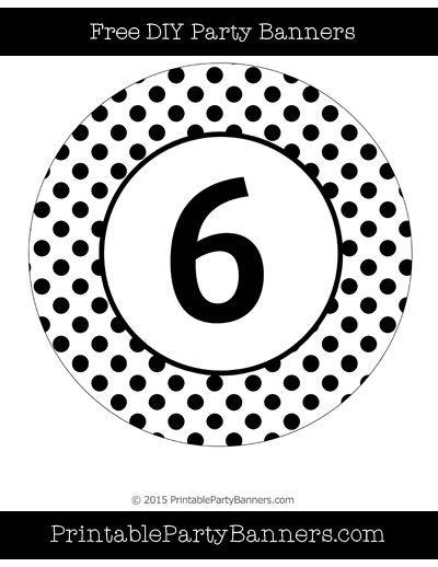 DIY Black and White Circle Logo - Black and White Circle Polka Dot Number 6