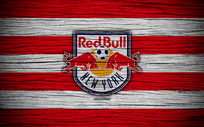 NY Red Bulls Logo - Download wallpaper New York Red Bulls, 4k, MLS, wooden texture
