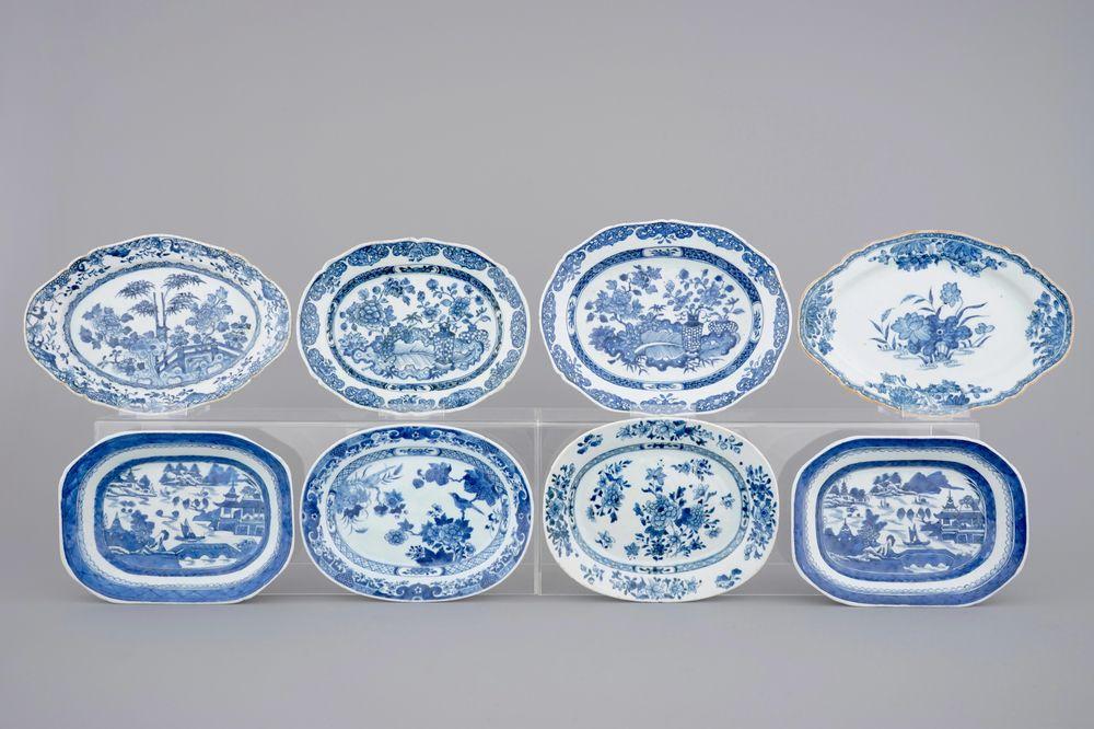 Rectangular Blue and White Logo - A set of 8 oval and rectangular blue and white Chinese porcelain