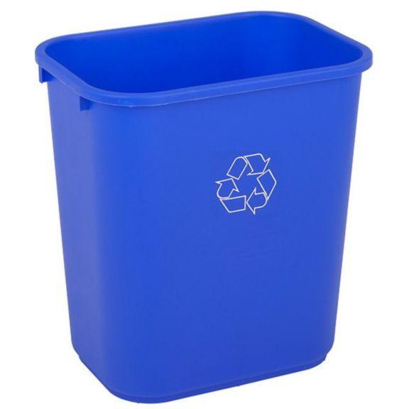 Rectangular Blue and White Logo - Continental 2818-1 28 Qt Rectangular Recycling Wastebasket, Blue ...