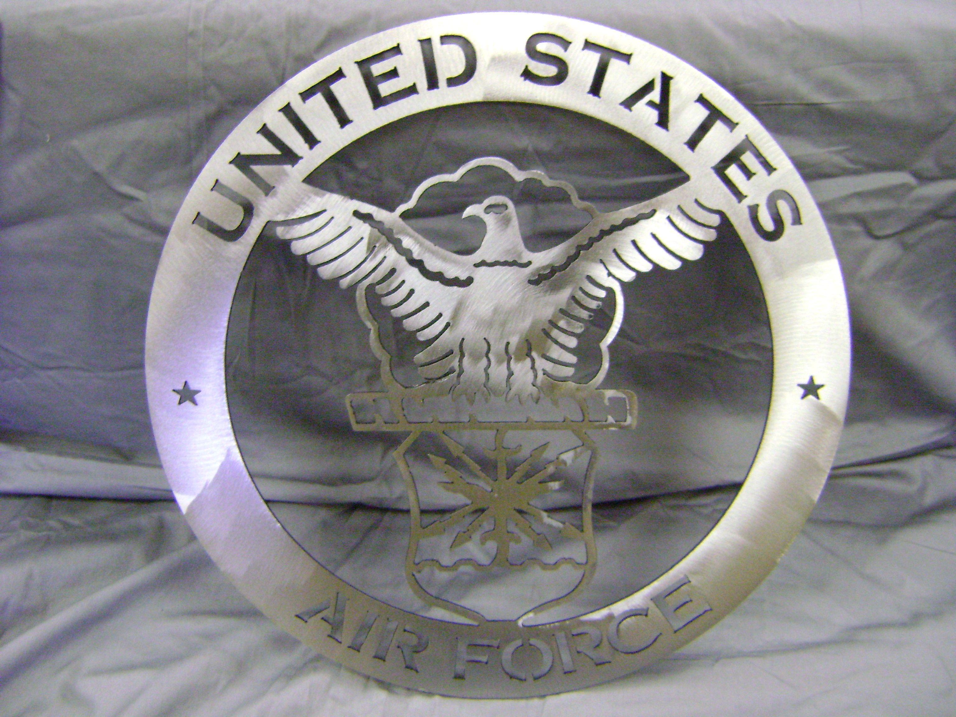 Metal Air Force Logo - Air Force - Brown-DonkeyDesigns.Com