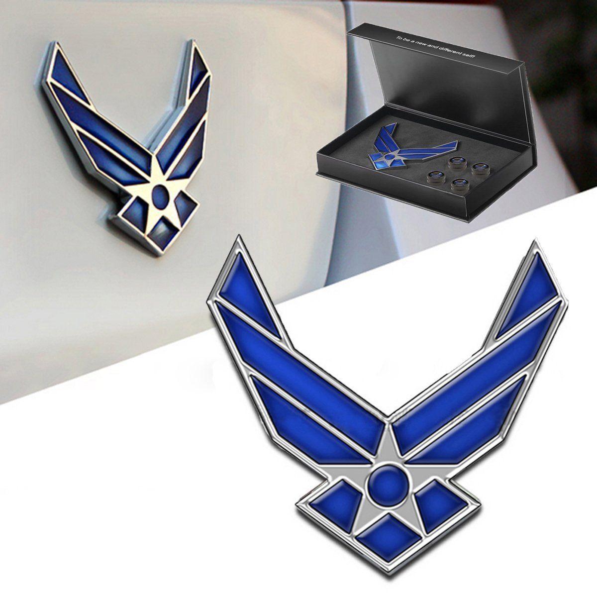 Metal Air Force Logo - Amazon.com: Dsycar 3D Metal Blue Wing US Air Force Premium Car Body ...