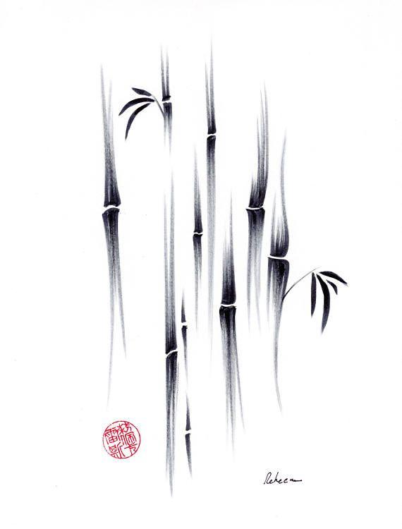 Zen Bamboo Logo - Dreamland - Original sumie ink brush zen bamboo painting by Rebecca ...