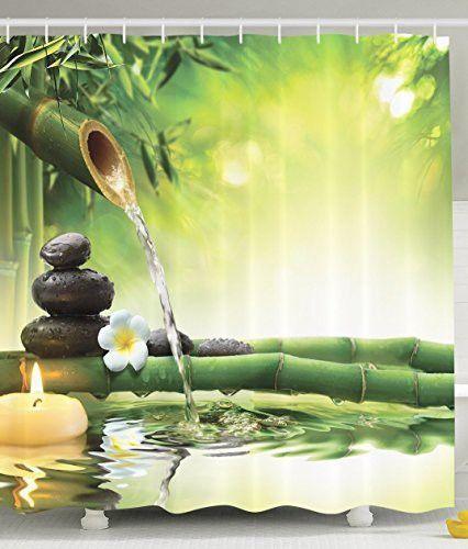 Zen Bamboo Logo - Moldiy Zen Bamboo with Flowing Water Design Shower Curtain for Home