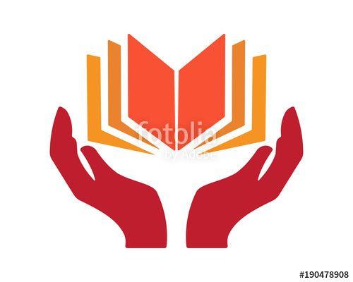 Orange Hand Logo - book hand image vector icon logo symbol