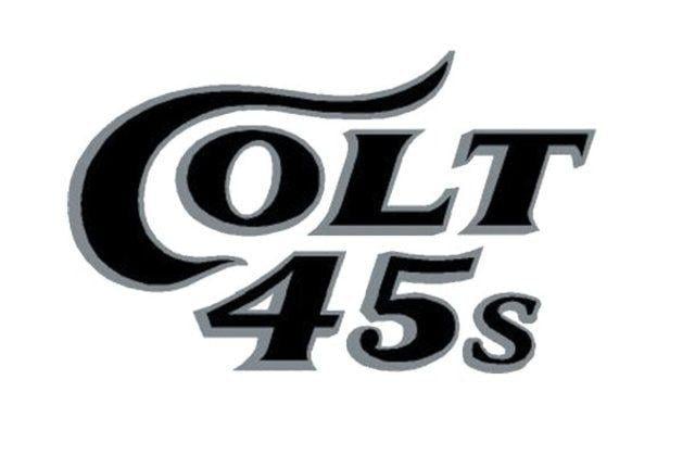 Colt Gun Logo - Smoking gun: Redding Colt 45s shoot down pistol on uniform logo