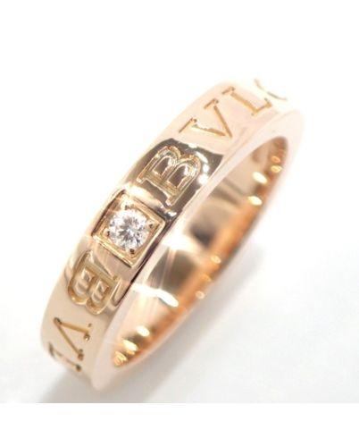Bvlgari Jewelry Logo - Auth BVLGARI Double Logo Ring 1P Diamond 18K Rose Gold US#5.25 ...