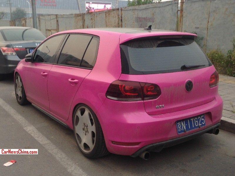 Pink VW Logo - Volkswagen Golf GTI is pink & black and has a License in China