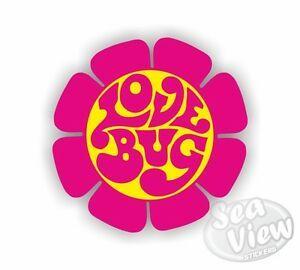 Pink VW Logo - Volkswagen Love Bug Flower Pink Beetle Car Van Sticker Funny Decal
