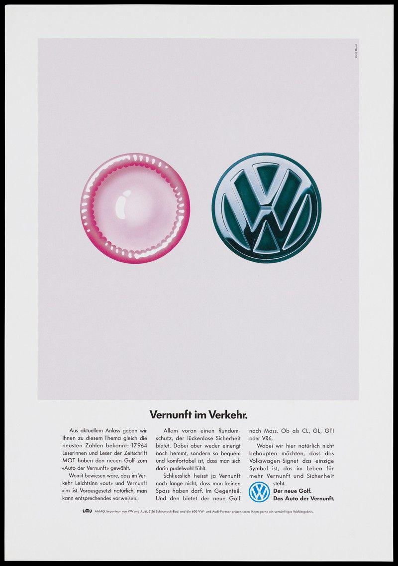 Pink VW Logo - A pink condom and the 'VW' logo for Volkswagen, the automobile