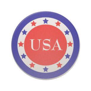 Red White and Blue Circular Logo - Red White Blue Circles Drink & Beverage Coasters | Zazzle