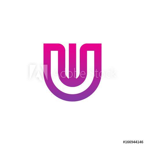 Pink VW Logo - Initial letter vw, wv, w inside u, linked line circle shape logo ...
