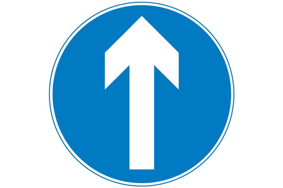 Red and Blue Circle Arrow Logo - Traffic signs - The Highway Code - Guidance - GOV.UK