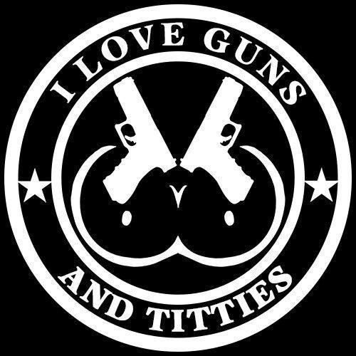 Colt Gun Logo - I Love Guns & Titties sticker decal Boobs, Great for Glock, Colt
