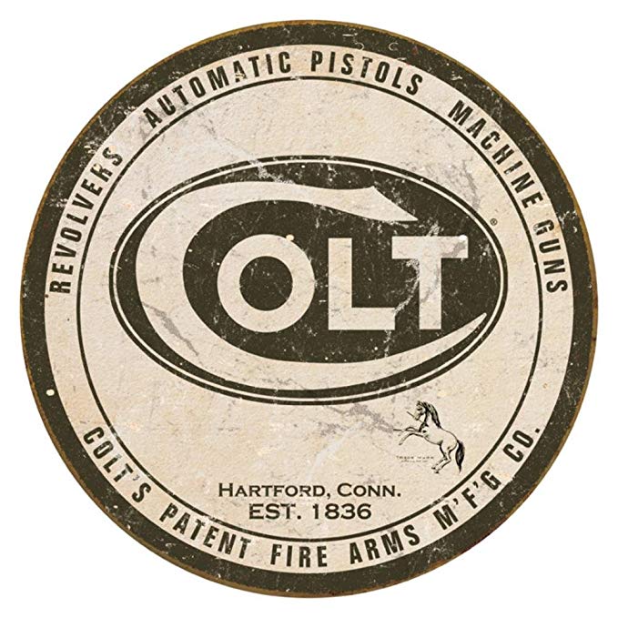 Colt Gun Logo - Colt Round Logo Metal Sign: Sports & Outdoors