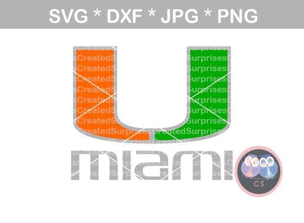 UMiami Logo - University of Miami, School logo, hurricanes, layered, digital download, SVG, DXF, cut file, personal, commercial, use with Silhouette Cameo, Cricut