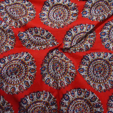 Red White and Blue Circular Logo - Buy Red-White and Blue Circular Pattern Block Print Cotton Fabric-14195
