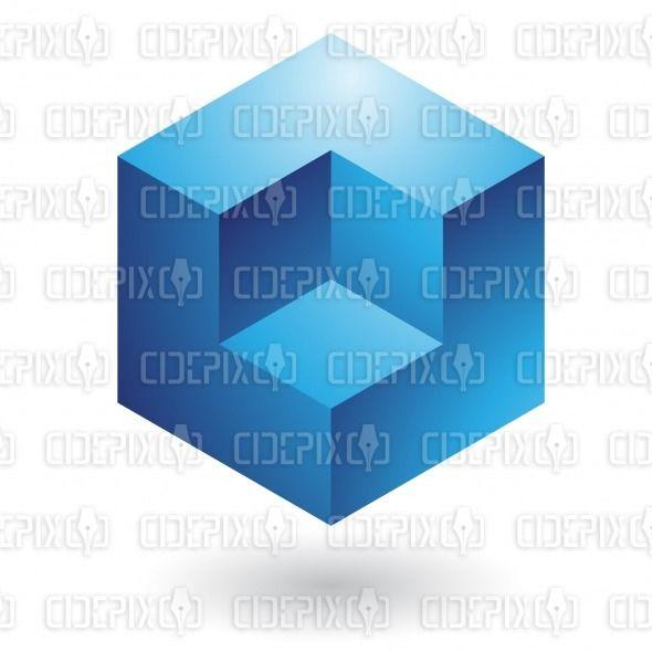 Blue Cube Logo - abstract 3D blue cube logo icon