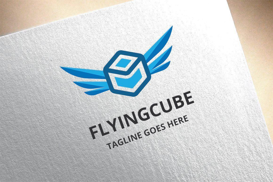 Blue Cube Logo - Flying Cube Logo Design #logo #design #blue #cube #flight #modern