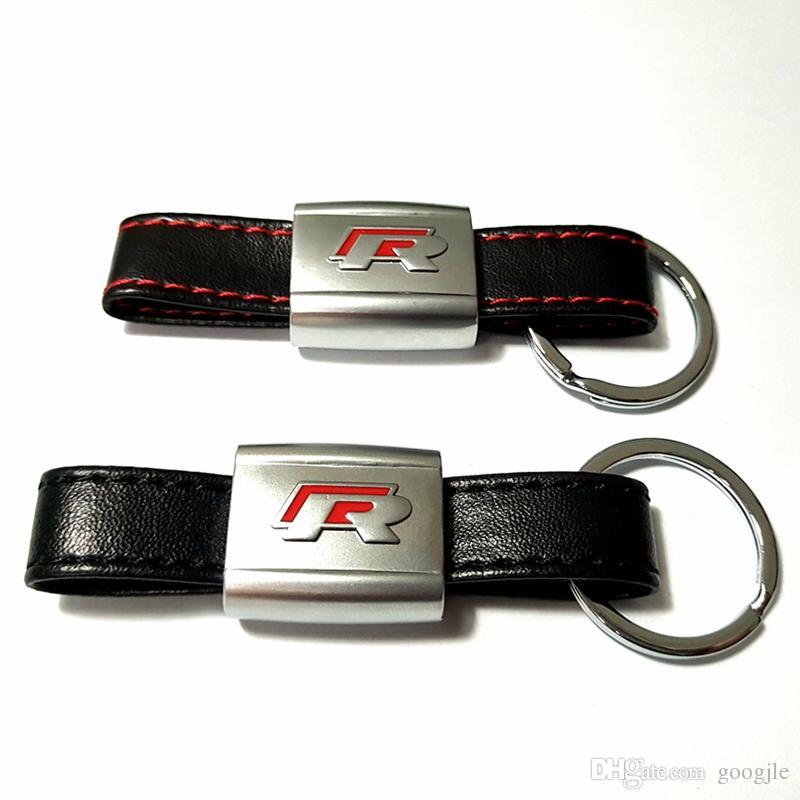 Simple Red Car Logo - PU Leather Car Keychain Key Chains Rings Fob Fits for Volkswagen VW