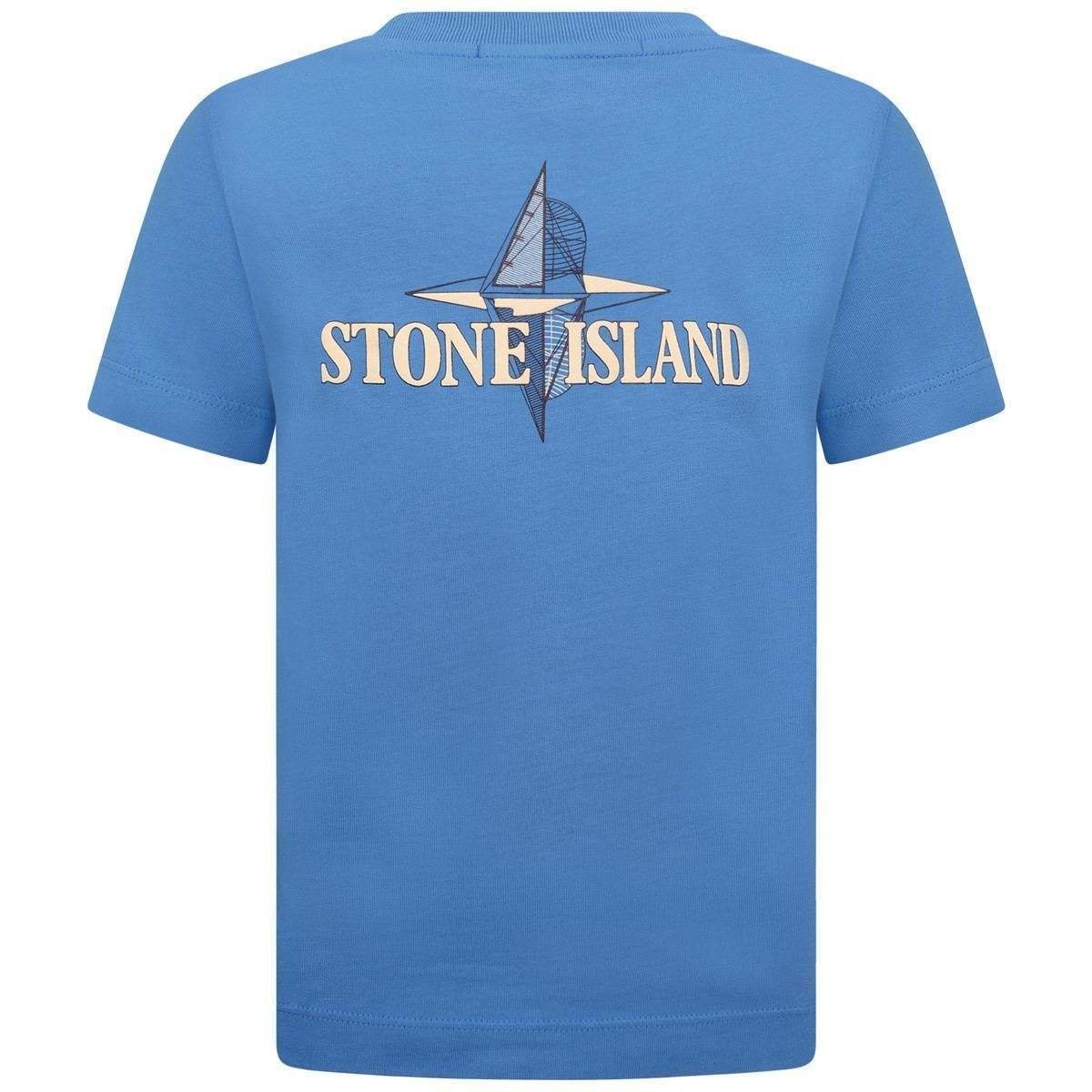 Green Boat Logo - Stone Island Blue Sailing Boat Logo Top