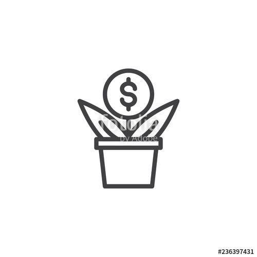 Dollar Flower Logo - Money flower outline icon. linear style sign for mobile concept and ...