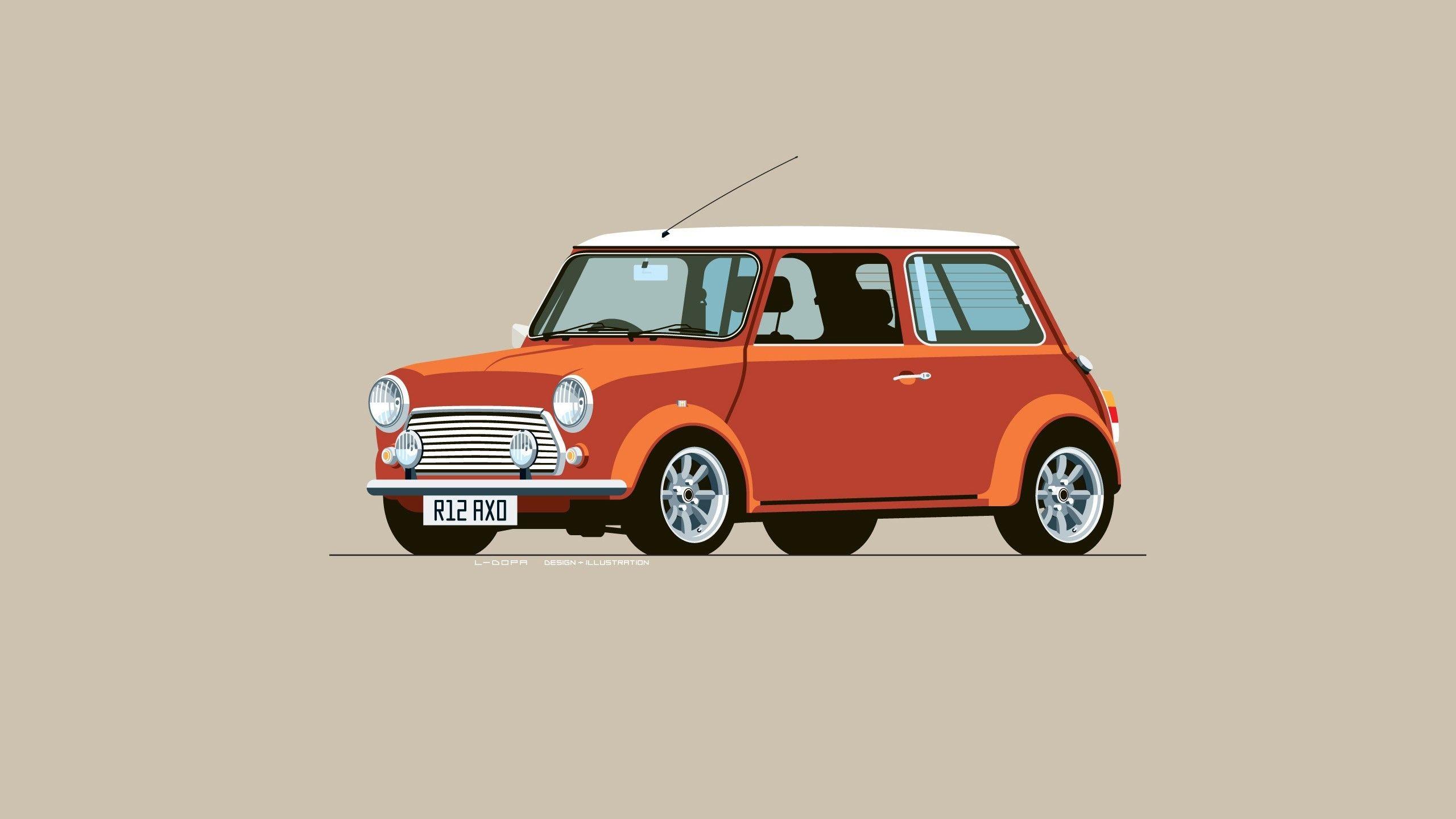 Simple Red Car Logo - car red cars mini cooper digital art minimalism simple background ...