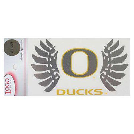 Chrome Yellow Logo - Oregon Ducks Wings Logo Decal - Chrome/Yellow - 6