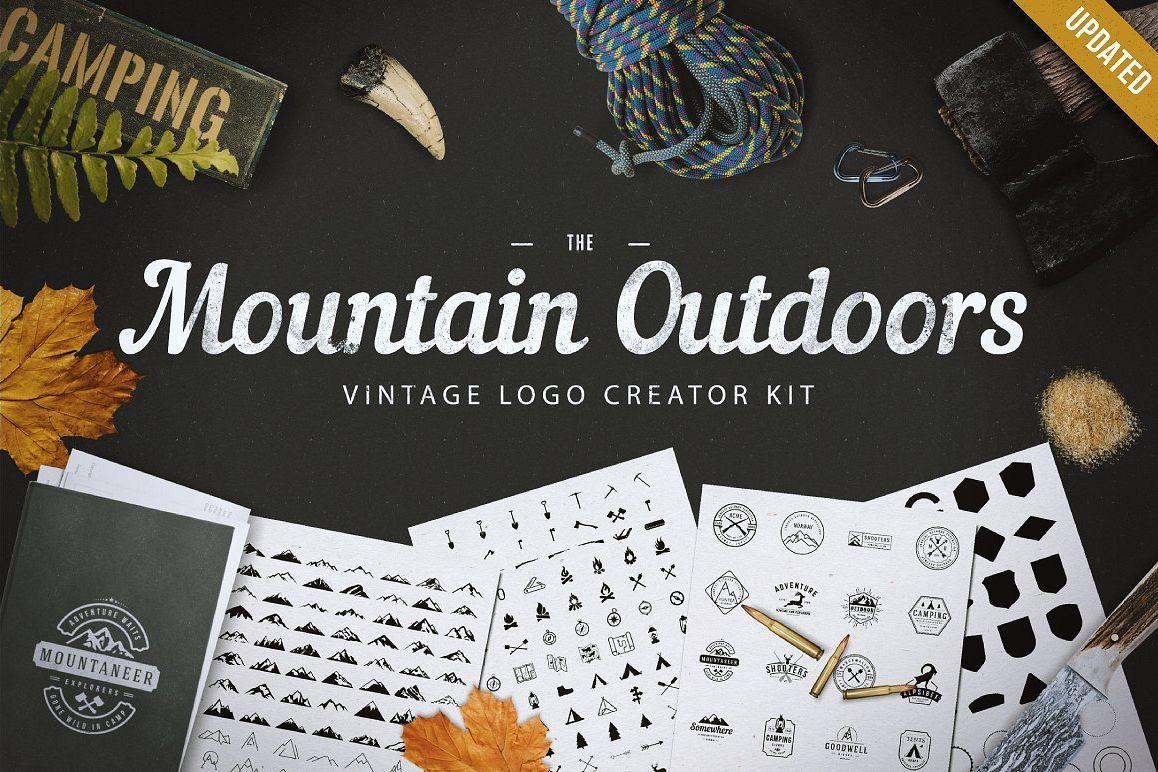 AA Mountain Logo - Mountain Outdoor Vintage Logo Kit