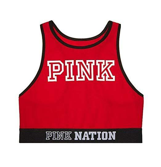 Pink Nation Logo - Victoria's Secret Pink Logo Bra Top Small Red Pink Nation at Amazon ...