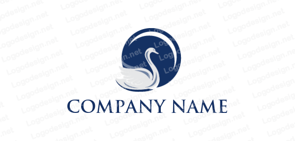 Swan in Circle Logo - negative space swan with circle. Logo Template by LogoDesign.net