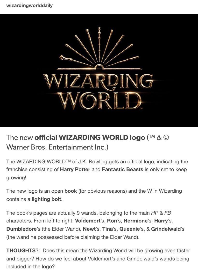 Wizarding World Logo - The new official WIZARDING WORLD logo. Books and fandoms