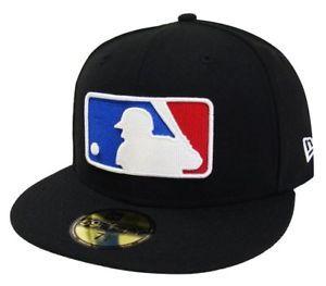 New Era Cap Logo - Major League Baseball MLB Fitted Logo New Era Cap Hat Black | eBay
