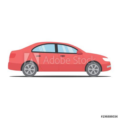 Simple Red Car Logo - Simple modern red car with shadow. Car in flat design. Isolated ...