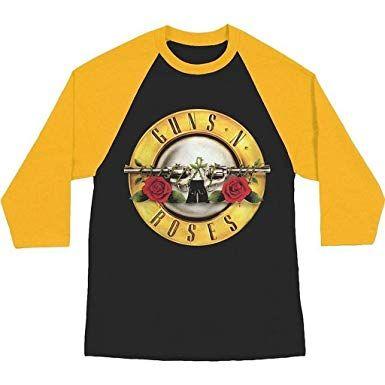 Yellow N Logo - Guns N Roses Bullet Logo Raglan Baseball T-Shirt: Amazon.co.uk: Clothing