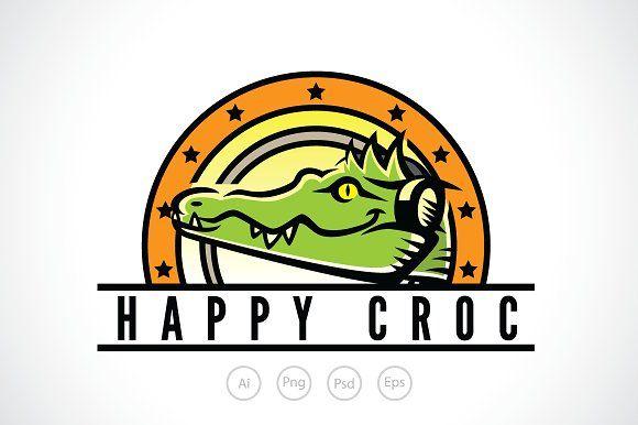 Happy Alligator Logo - Happy Crocodile Logo Template ~ Logo Templates ~ Creative Market